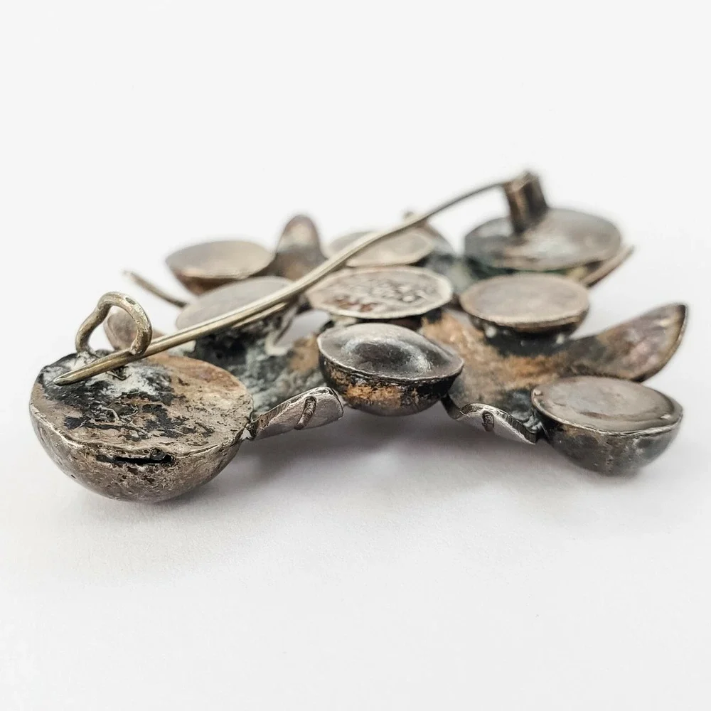 Vintage Sterling‎ Silver 925 Mexico Sculptural Modern Design Brooch Pin